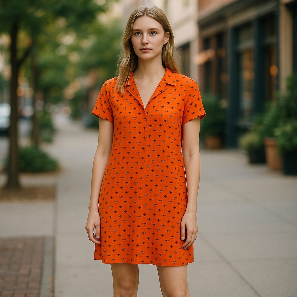 NWOT Women’s 🦩 Flamingo Print Summer Boutique Dress In Orange And Blue Size S - Picture 3 of 10